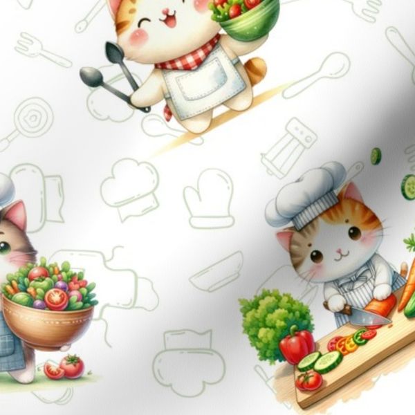 Cooking Kitties Adorable Cats in the Kitchen Fabric