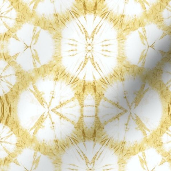 Small- Butter yellow Kumo Shibori Circles Tie-Dye Coastal Bohemian
