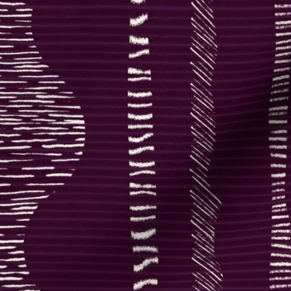 Modern Textured Stripe Scalloped Ribbon White Marks Jewel Deep Aubergine XL