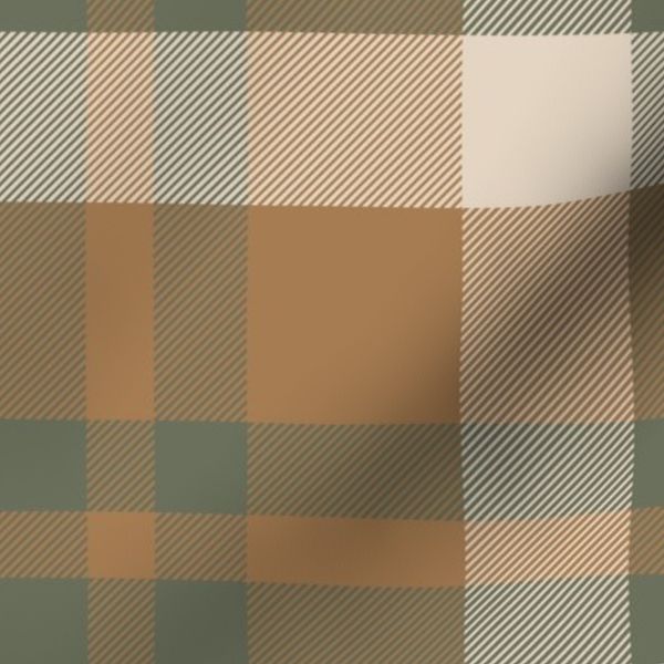 Masculine Neutral Brown & Green Plaid for Men's Home Office or Den