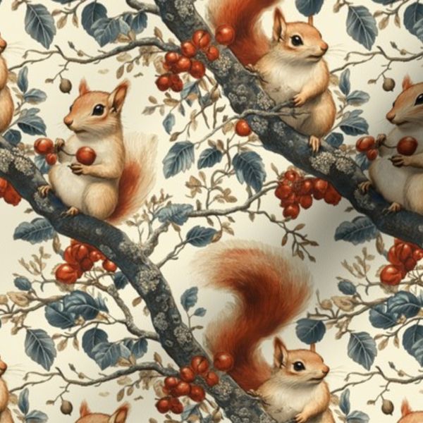 red squirrel and fall berries