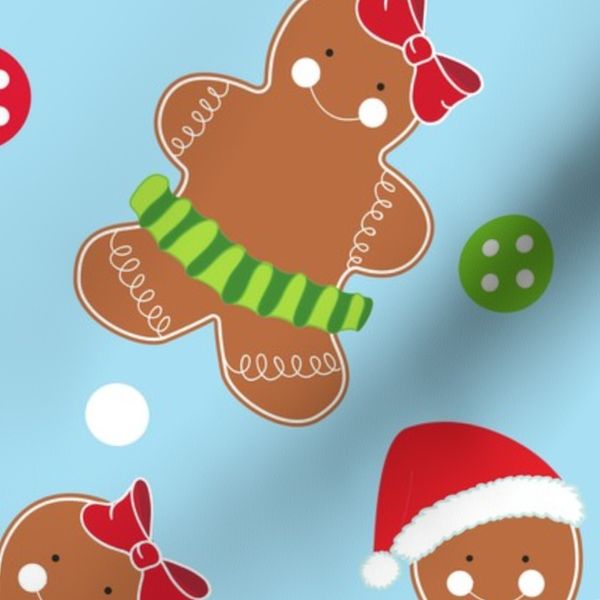 Gingerbread Man - Gingerbread Girl - Santa Hat - Buttons - Large