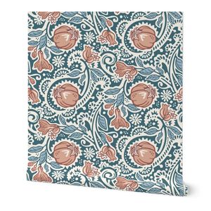 Pomegranate paisley - Large scale - Blue and red