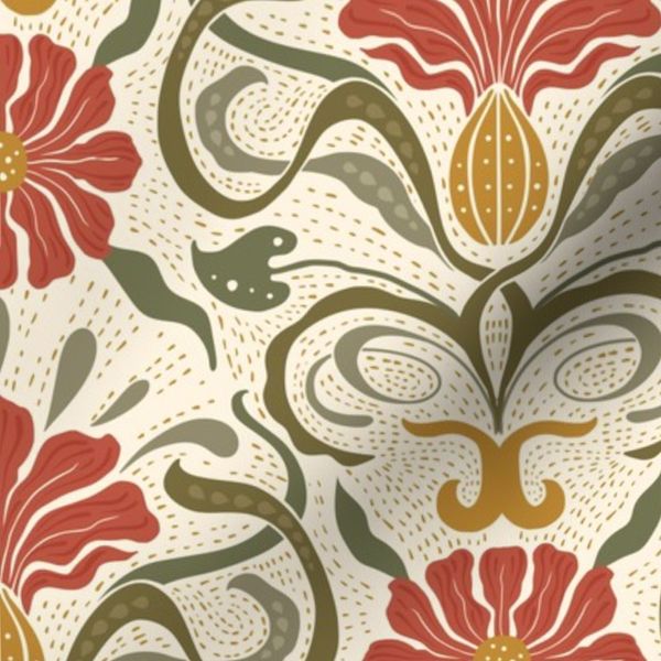 Art Nouveau Ethnic Vintage Floral Motif