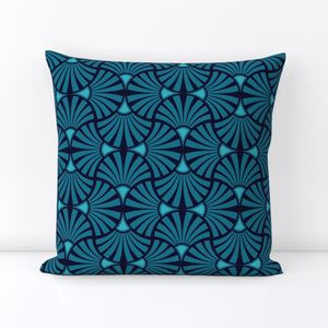 Teal Navy Fan Plume Symmetrical Graphic