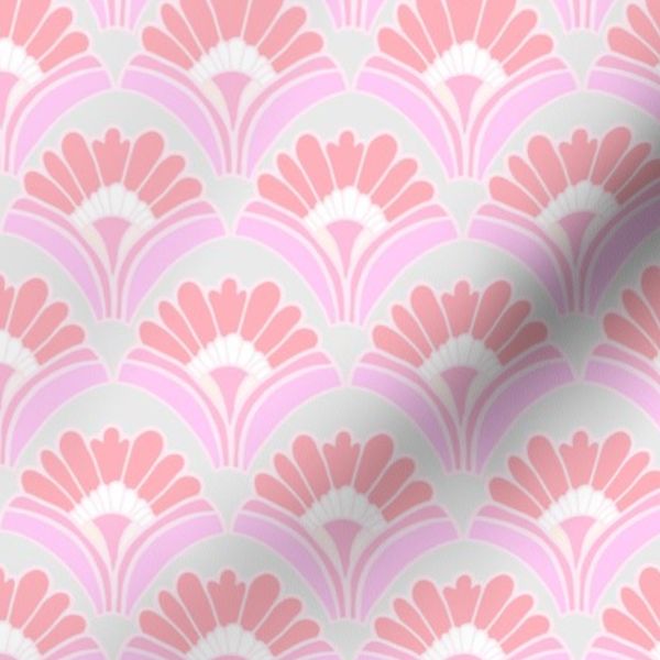 Blush Scallop - Soft Pink Art Deco Floral - Small