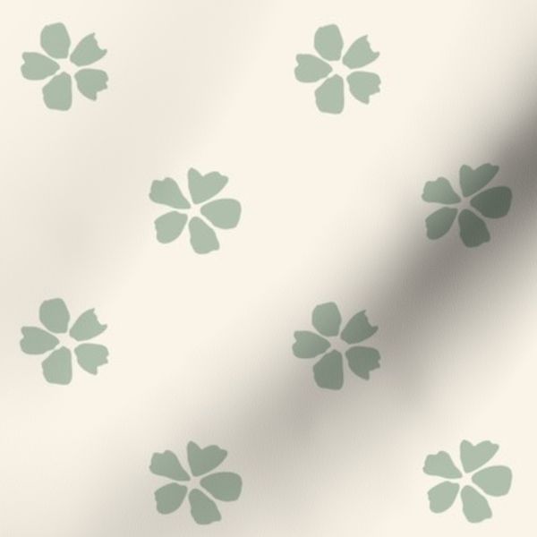 Small hand drawn boho baby polka dot flowers - beige sage green