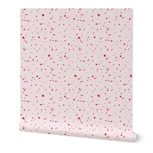 Red on Blush Pink Abstract Ink Splatter Artistic Modern Splash Brushstroke