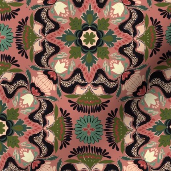 Medallion pink mauve blue