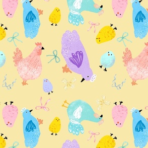 Chickens and Chicks Hand Painted Spring Design by cynthia_maynard Chickens and Chicks Hand Painted Spring Design