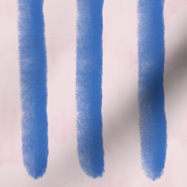 M- Bold Stripe Stitches - Cobalt Blue Brush Lines on Light Blush Pink
