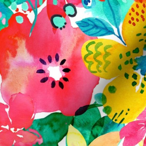 Vivid Bloom Burst - Bold Hand-Painted Watercolor Florals