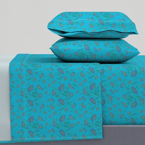 Blue flowers on turquoise (small)