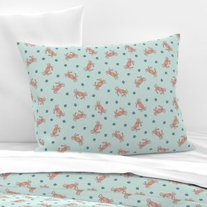 Fun Crab Seaweed Plain - Beach themed clothing swimwear peach aqua blue