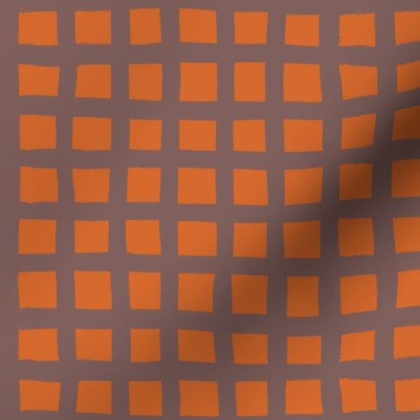Drawn Lines Checkerboard in burnt orange small scale
