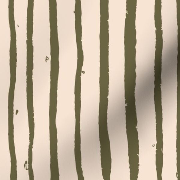 Olive green and light peach wonky Stripes - Hand drawn style - Small size