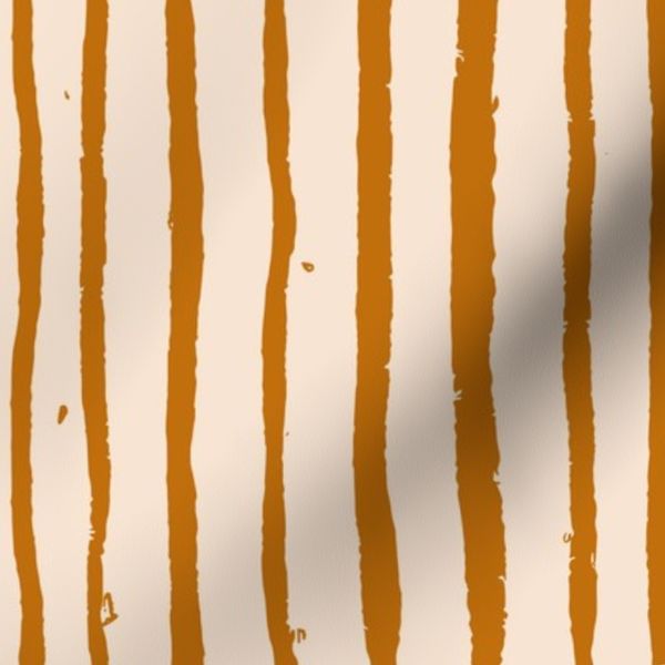 Terracota and light peach wonky Stripes - Hand drawn style - Small size