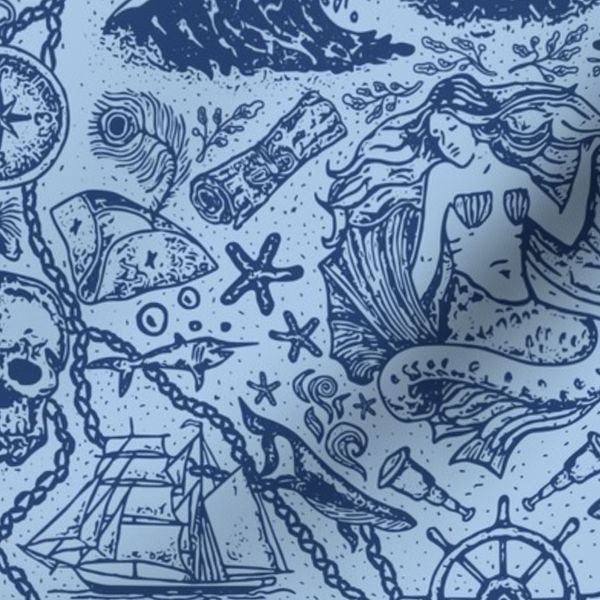 Small Treasure Map Nautical Travel In Primary Colors - Rich Royal Navy Blue