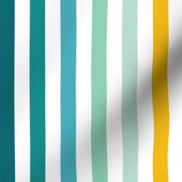 Vertical stripes lines - aqua blue green mint yellow - medium