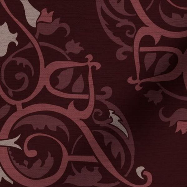M - Modern medallions with intertwined floral elements burgundy wine red