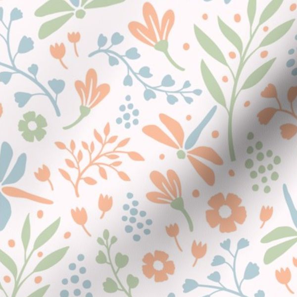 Dragonfly Garden - Apricot Blush - peach cream floral