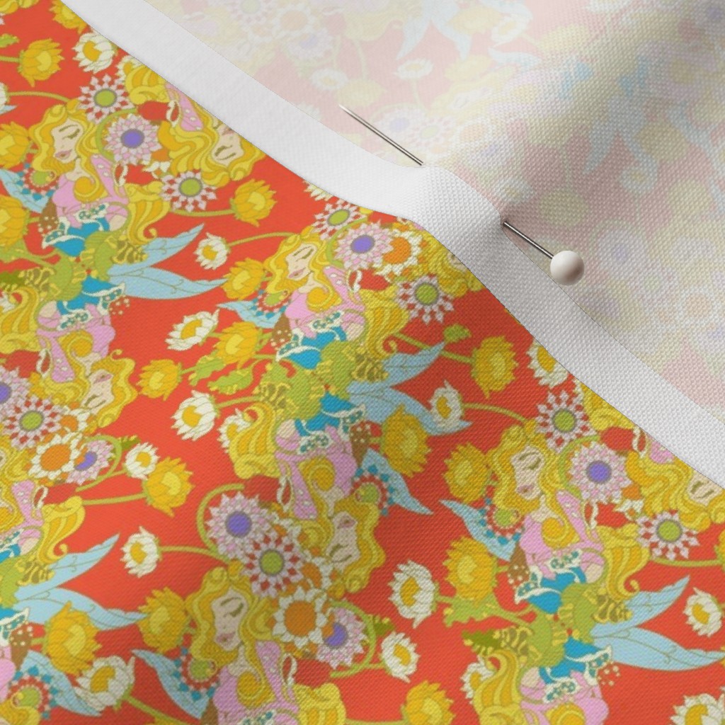 Close up of Petal Signature Cotton fabric with a sewing pin