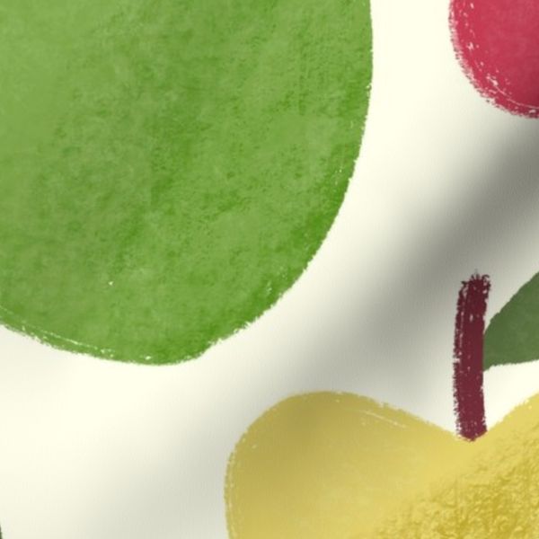 Jumbo Hand Drawn Apples Playful Red Green Fruit Kitchen Orchard Teacher
