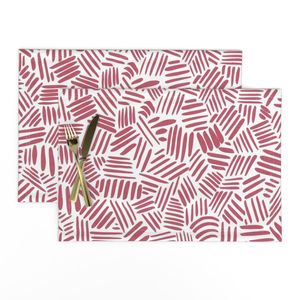 Organic hand drawn non directional brush strokes - muted red on white - L