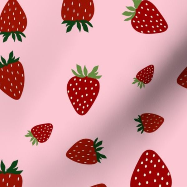 strawberry pattern on pink background simple berry pattern