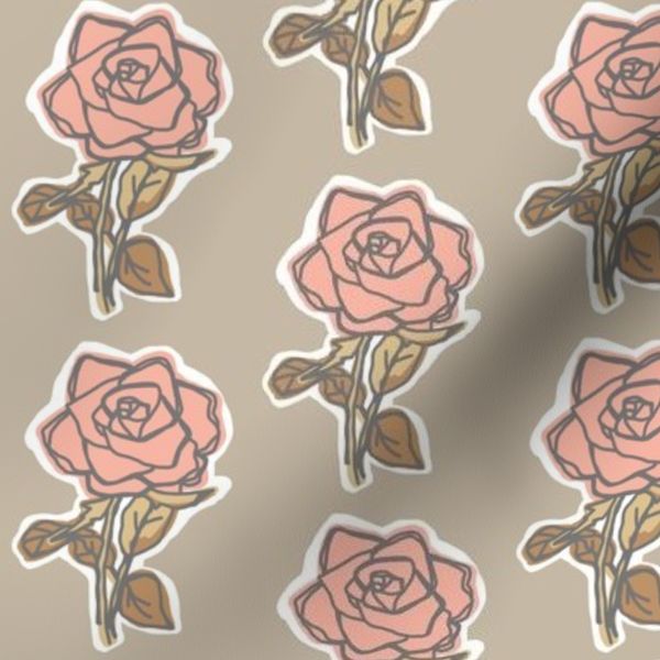 Pink Rose on Taupe