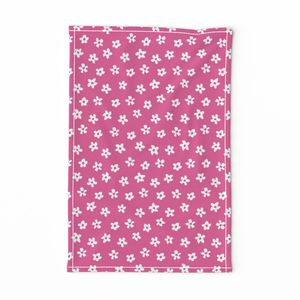 Small Flowers Hand Drawn Pattern Design on Deep Pink