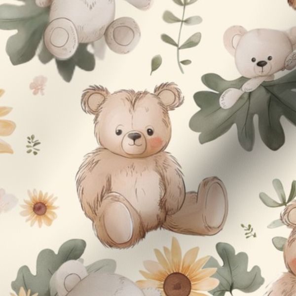 Teddy Bears Sunflowers Yellow