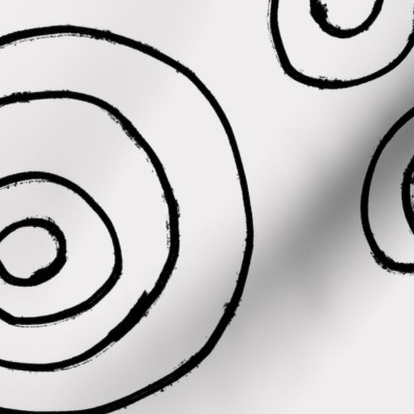 cosmic scribbles - black circles on white - modern geometric maximalism