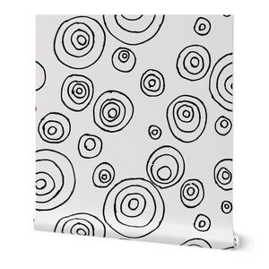 cosmic scribbles - black circles on white - modern geometric maximalism