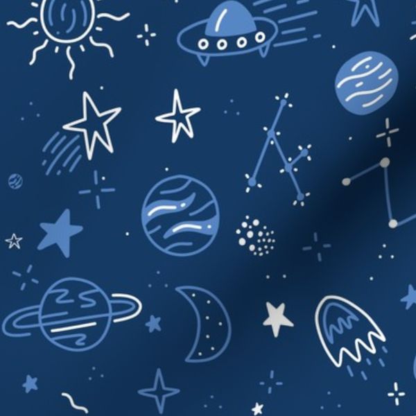 Hand Drawn Space Planet And Stars