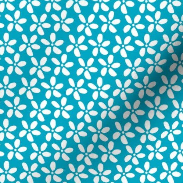 Sarah small petals floral on moonstone turquoise blue