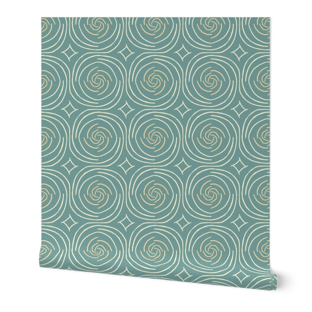 Roll of Peel and Stick wallpaper on white