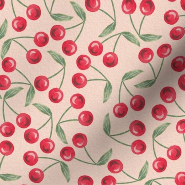 Fun Retro Blender Textured Scattered Cherries on Peach Coral