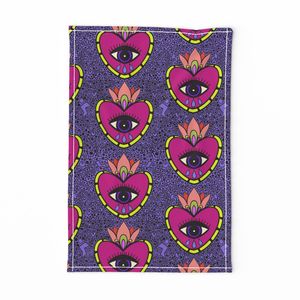 Large Neon Sacred Heart and Doodles - Pink and Purple