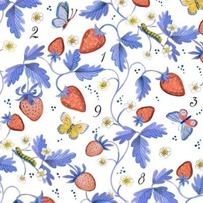 Summer Strawberries White by erinmakai Summer Strawberries White