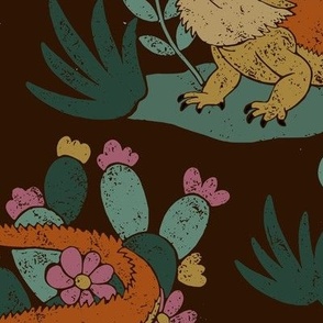 Bearded Dragon Vibrant Colour Pet Reptile Beardie Pattern - dark - medium