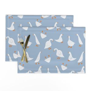Modern Minimalist Goose - Scandi Kid Style Geese - Baby Boy Nursery Blue