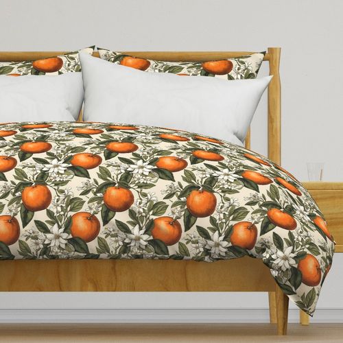 Orange and Blooms Design Fresh Citrus Floral Fabric Home Decor Small Design