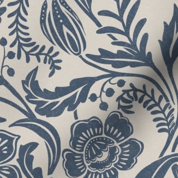 Brandy Floral Trail - large - indigo blue on neutral