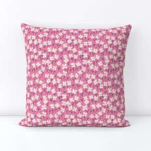 Daisy Flower Pattern Cute White Floral Design on Pink 12"