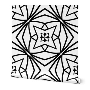 Black Lines on White Geometric Quilt - Large