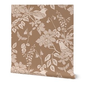 Western Birds + Flowers in Harvest Rose - Western Cabincore Floral