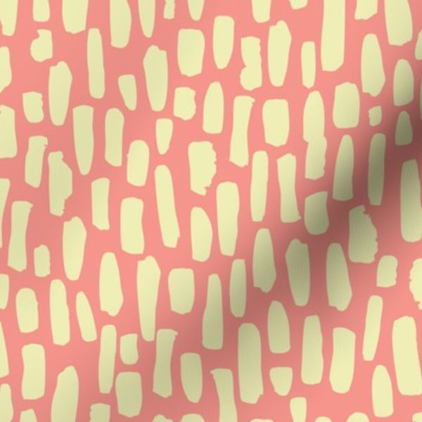 Brushstroke Dashes Drawn by Hand Modern Texture Yellow and Pink