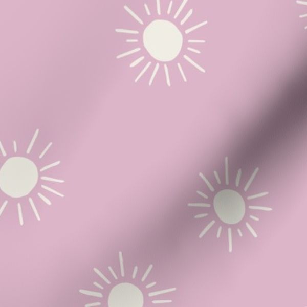 large hand drawn boho sun in pink mauve and white coconut milk
