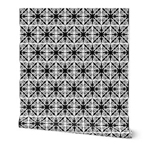 Black and White Organic Hand Drawn Line Art Faux Tile